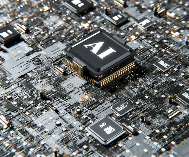 Künstliche Intelligenz und Cybersecurity als Symbol für KI-gestützte Angriffe und Verteidigung